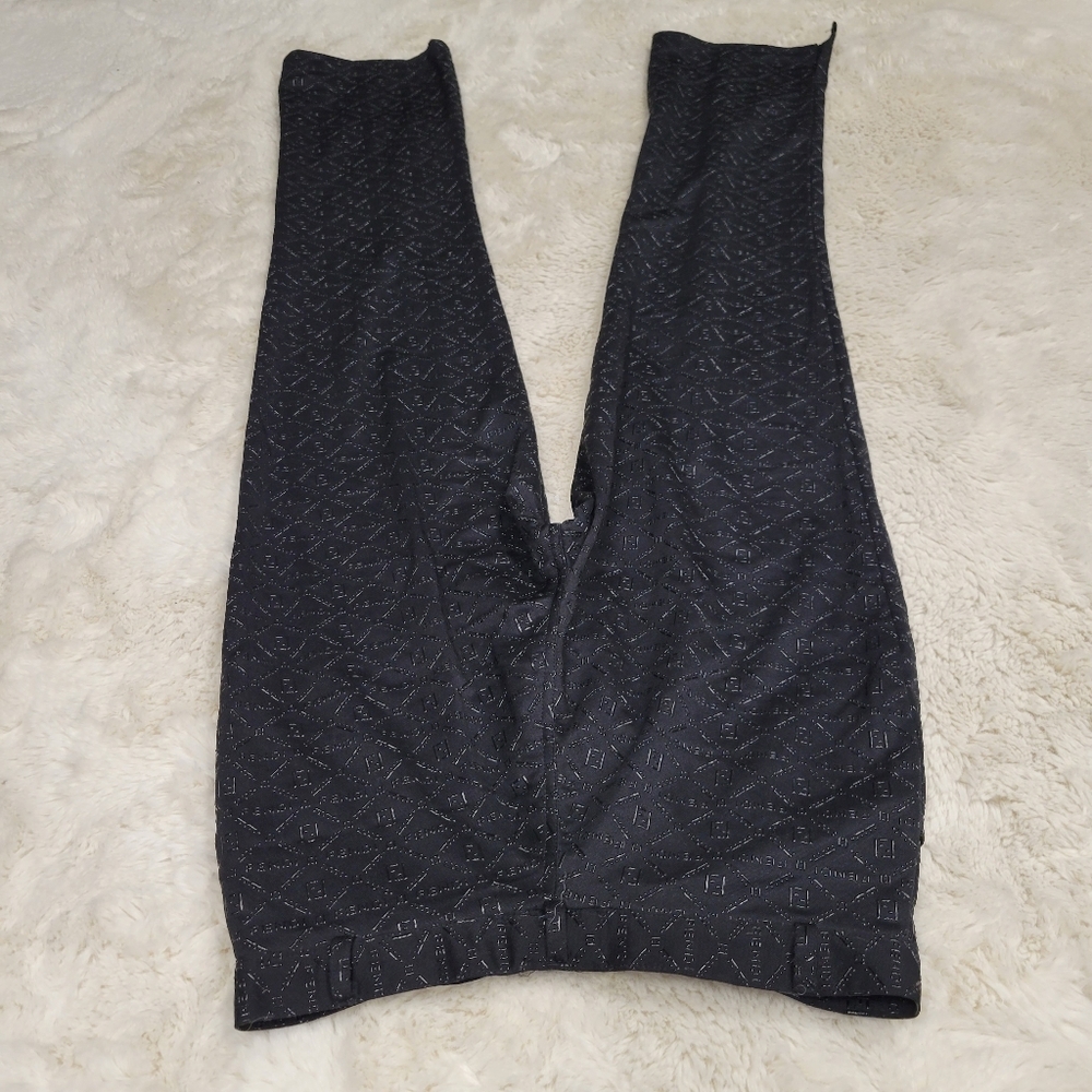 Vintage Fendi FF Zucca Monogram Embossed Pants Black Straight Leg Y2K Designer - Picture 7 of 12